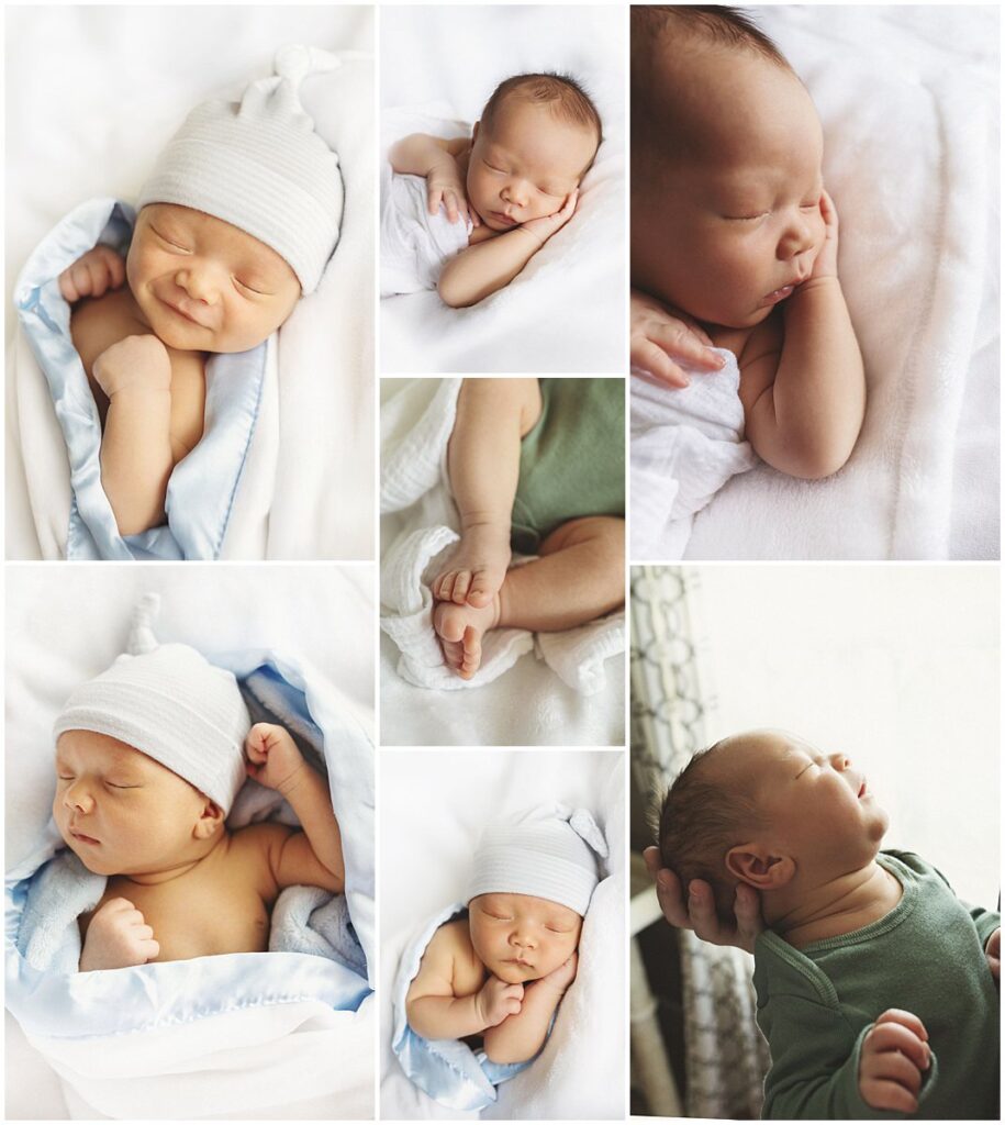 Lifestyle in-home newborn session of a sleeping baby boy